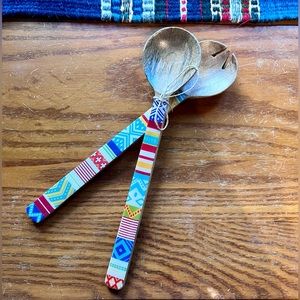 Salad serving and mixing tongs with fun decoration.